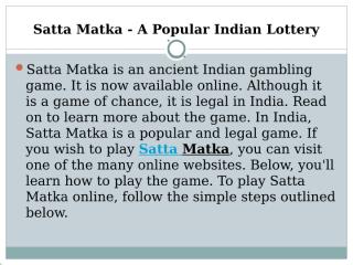 Satta Matka - A Popular Indian Lottery (1).pptx
